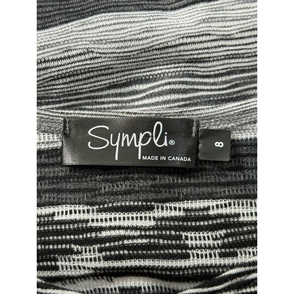 Simpli Womens Size 8 Chic Black Gray Striped Long Open Cardigan Sweater - Picture 4 of 8